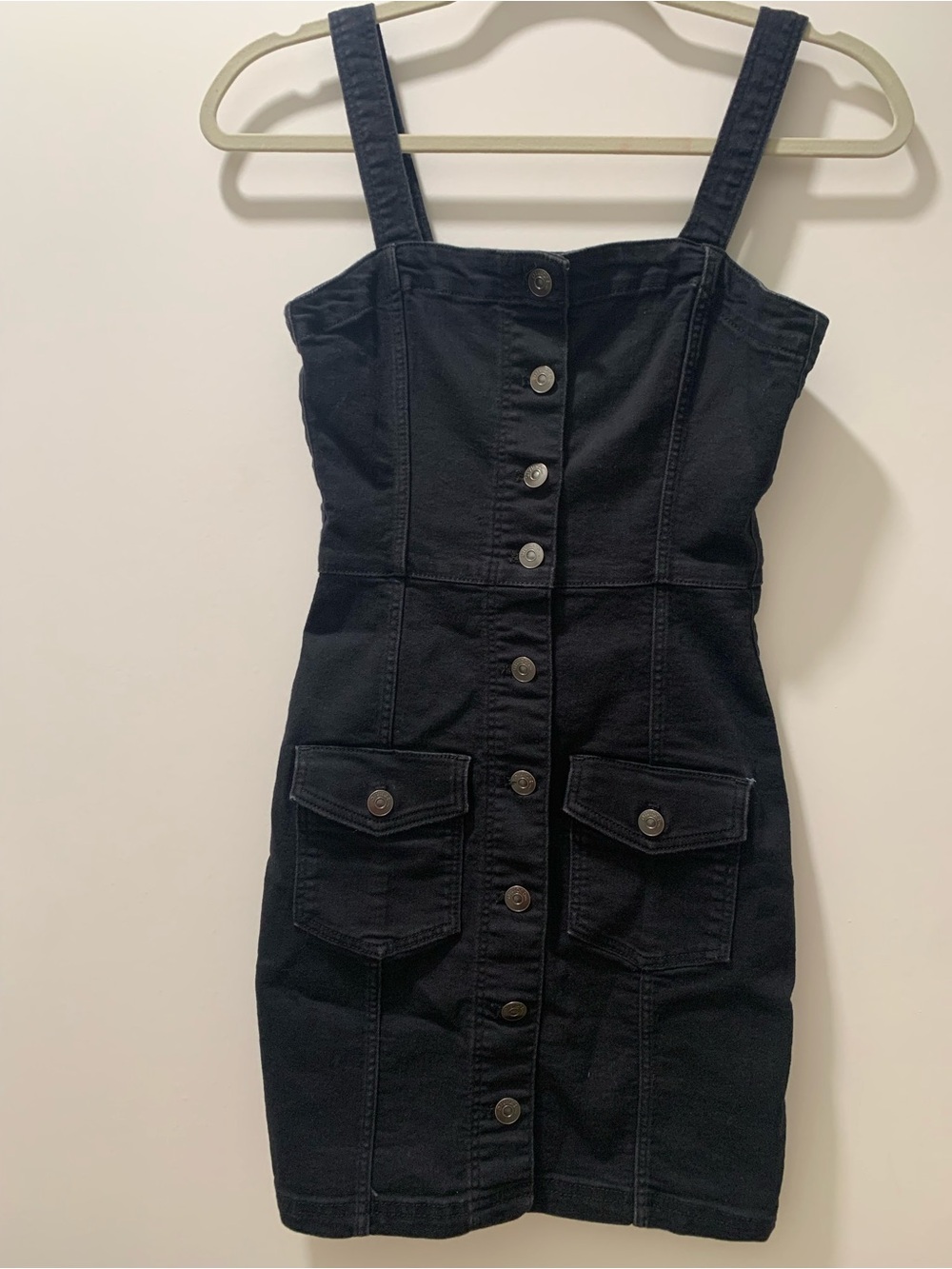 Divided Black Button-Front Denim Mini Dress
